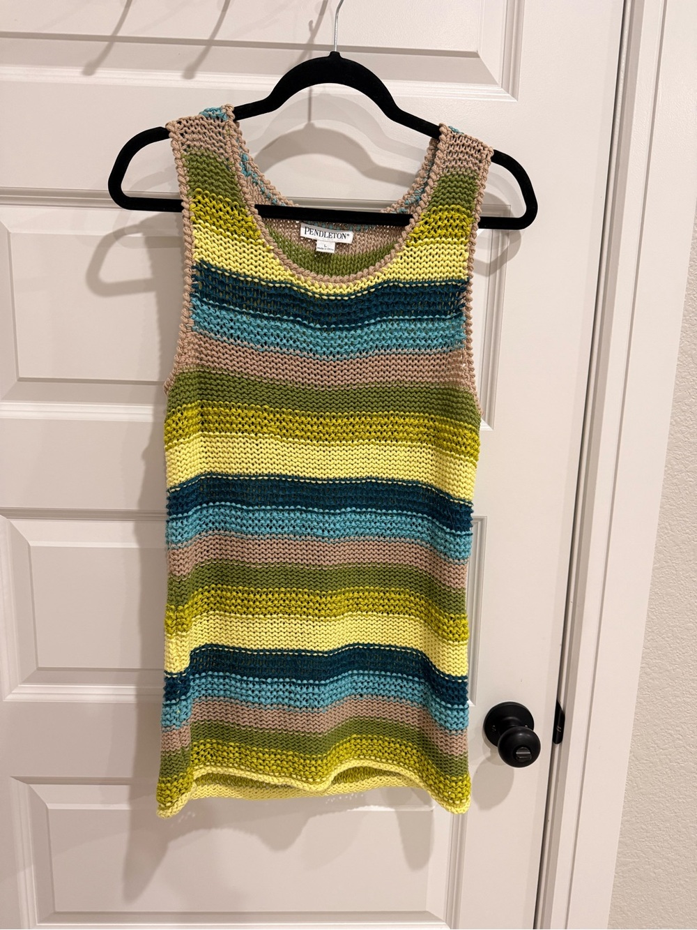 Pendleton Multicolor Striped Crochet Tank Top